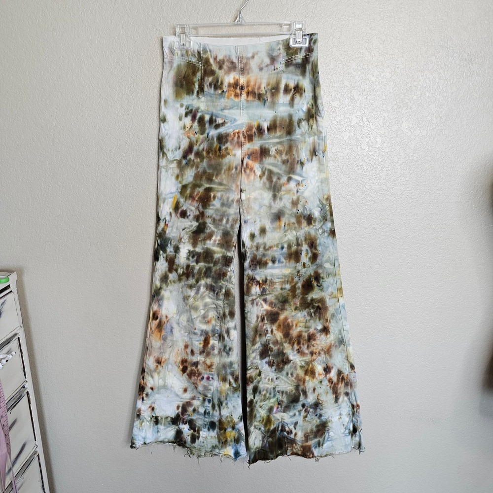 Free People Custom Ice Dye Float On Flare Pants Earth Tone High Waist jeans 30